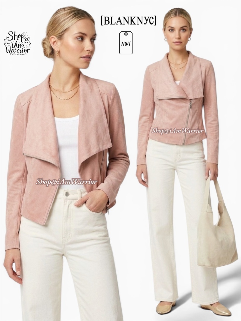 BlankNYC NWT blush rose faux suede spring draped jacket *shop@iamwarrior
